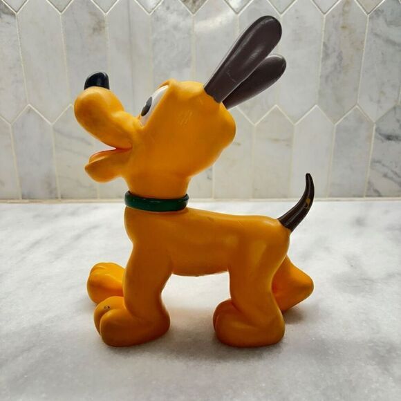 Antique Vintage Walt Disney Hard Rubber Toy Dog Pluto Made In Japan Orange OS - Picture 4 of 7